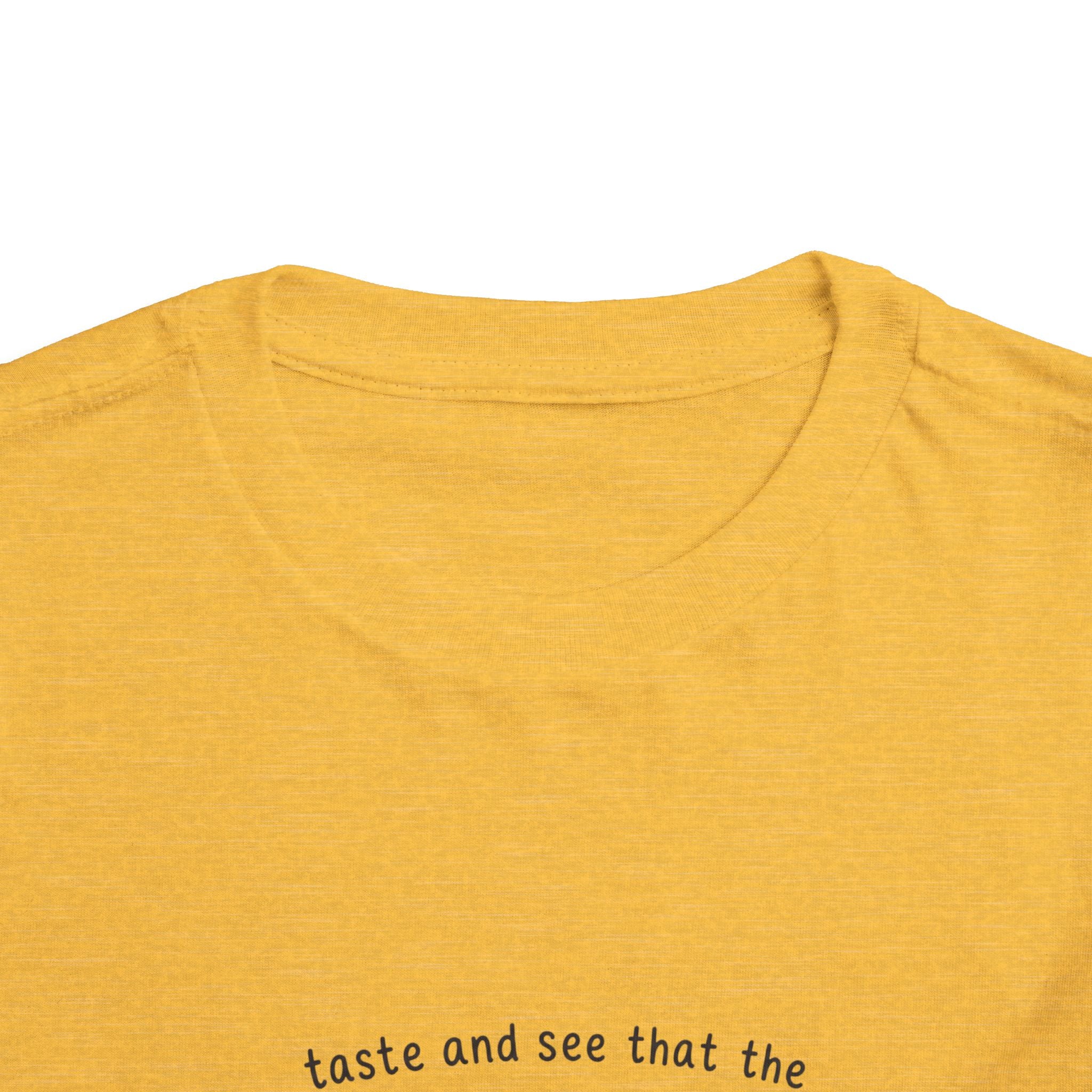 Toddler Tee - "The Lord is Good" Psalm 34:8 Christian Kids T-Shirt with Fruit Letters