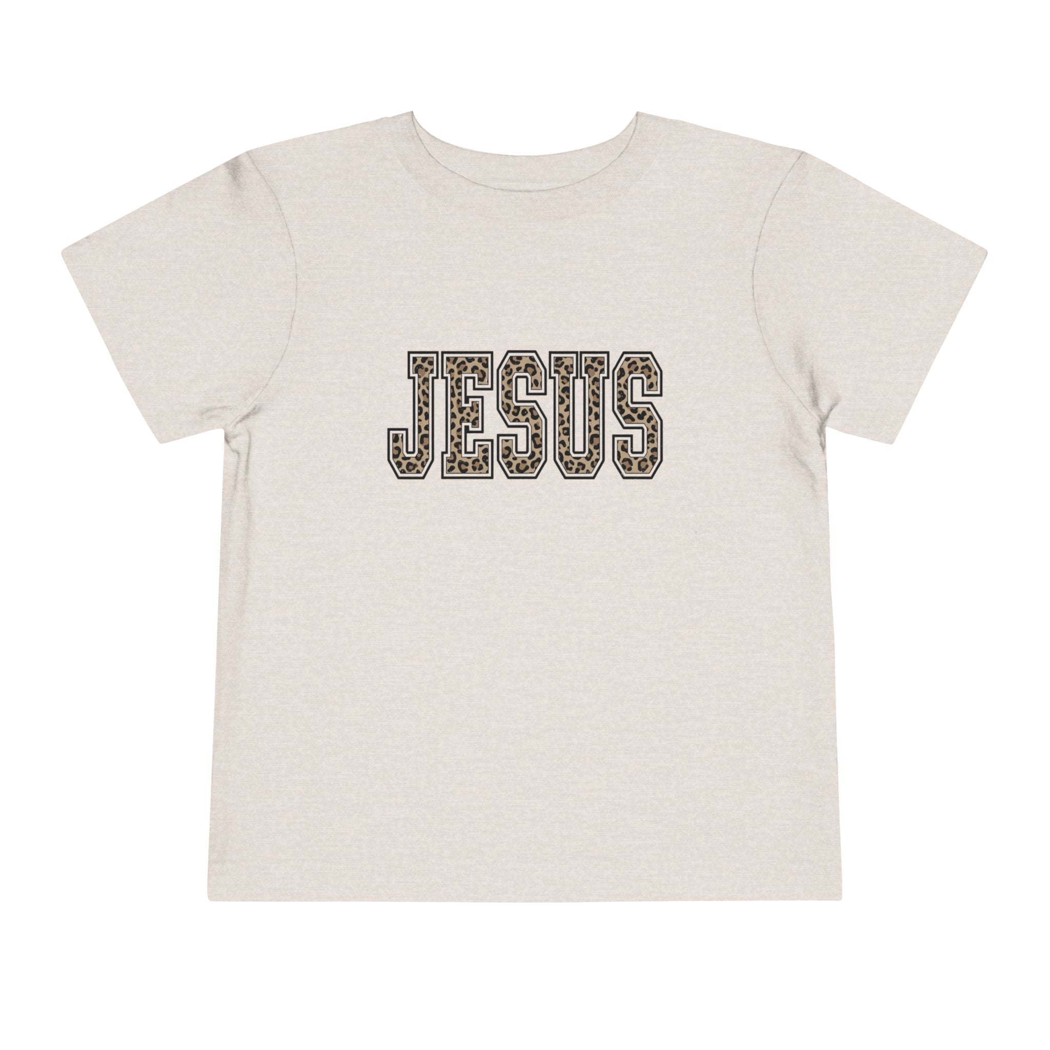 Toddler Tee - 'JESUS' Leopard Print Christian Kids Shirt