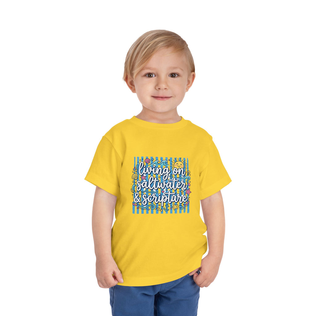 Toddler Tee — "Living on Saltwater & Scripture" Nautical Christian Beach Shirt