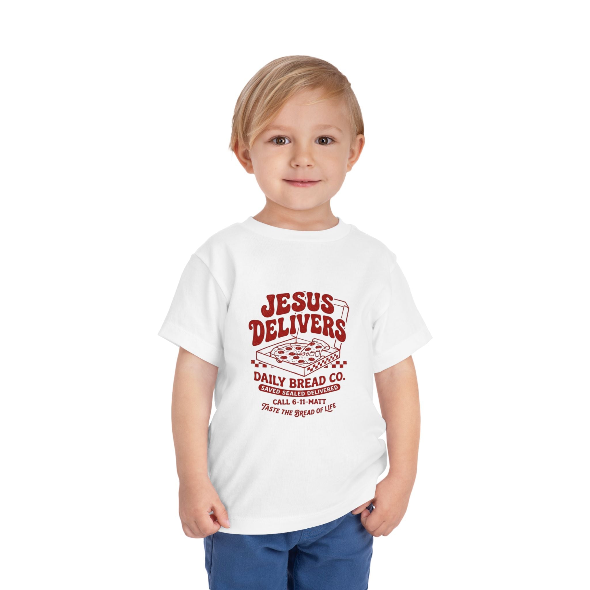 Jesus Delivers Toddler Tee — Daily Bread Co. Christian Kids T‑Shirt