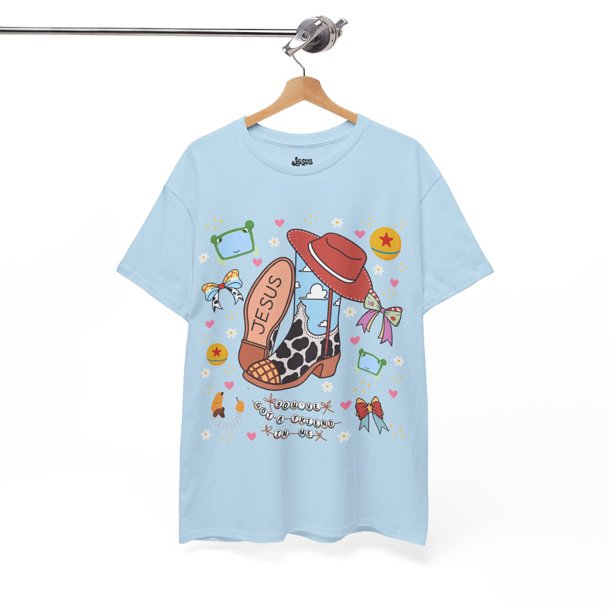 Christian Cowboy  Tee — 'Jesus' Boot, Blocks & Hat Graphic
