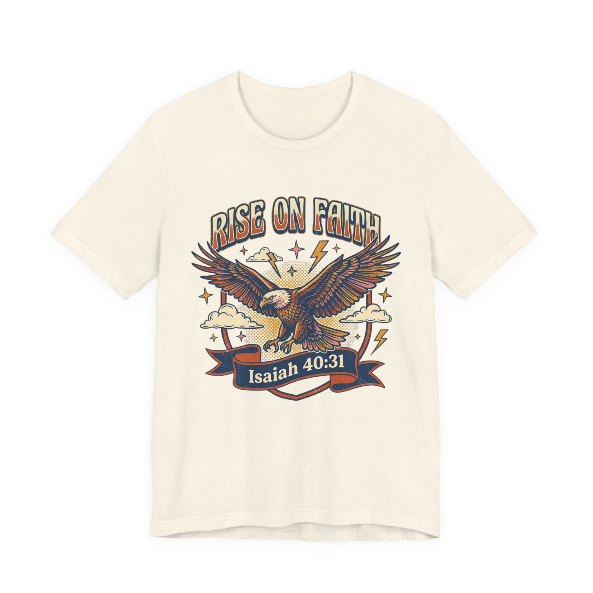 Rise on Faith T-Shirt — Isaiah 40:31 Eagle Christian Tee