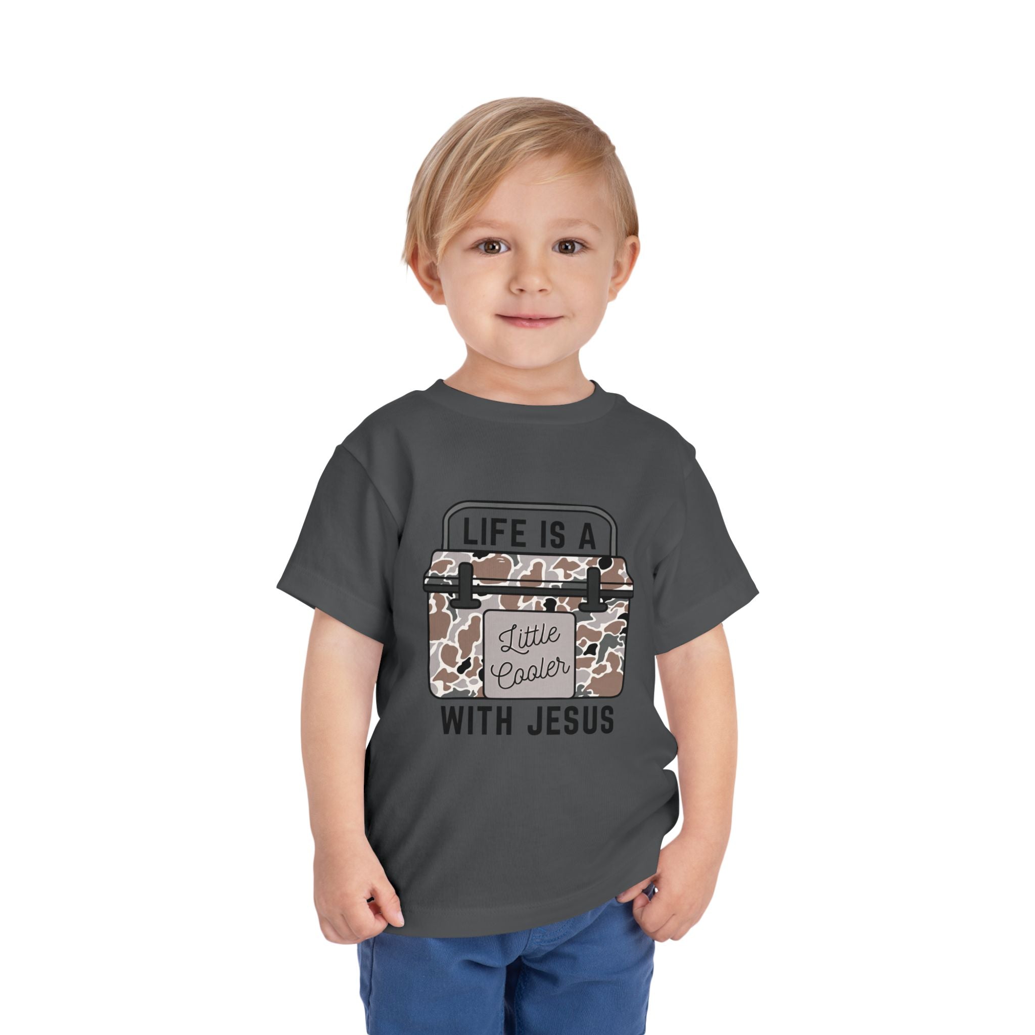 Toddler Tee — "Life Is A Little Cooler With Jesus" Cooler Graphic