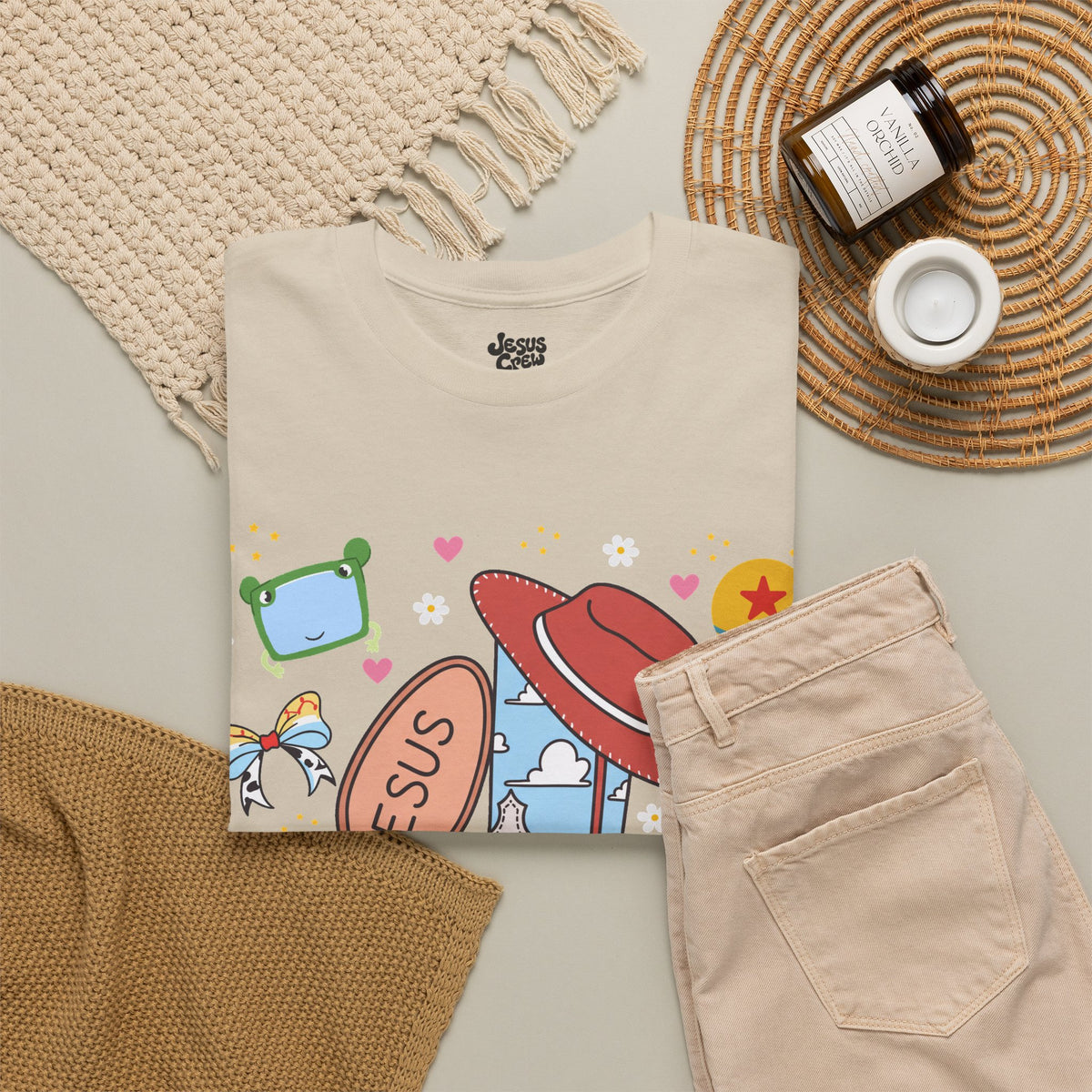 Christian Cowboy  Tee — 'Jesus' Boot, Blocks & Hat Graphic