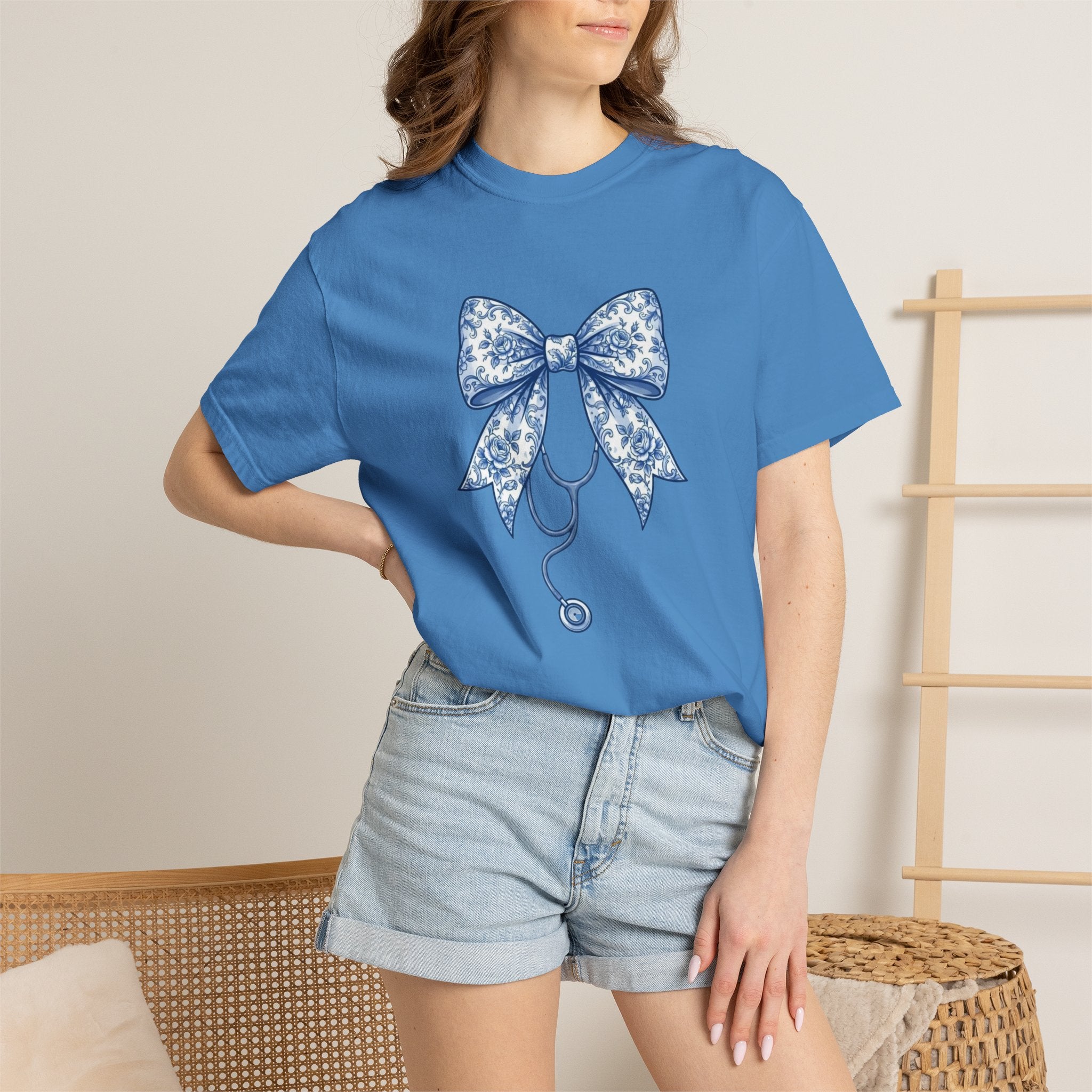 Blue Floral Bow Stethoscope