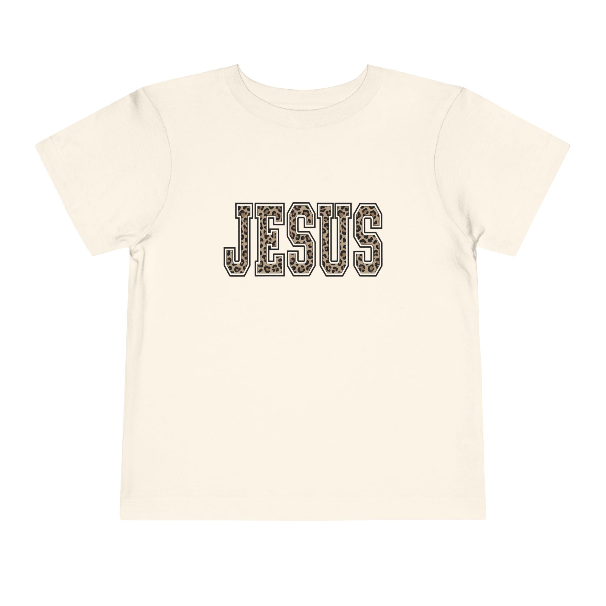 Toddler Tee - 'JESUS' Leopard Print Christian Kids Shirt
