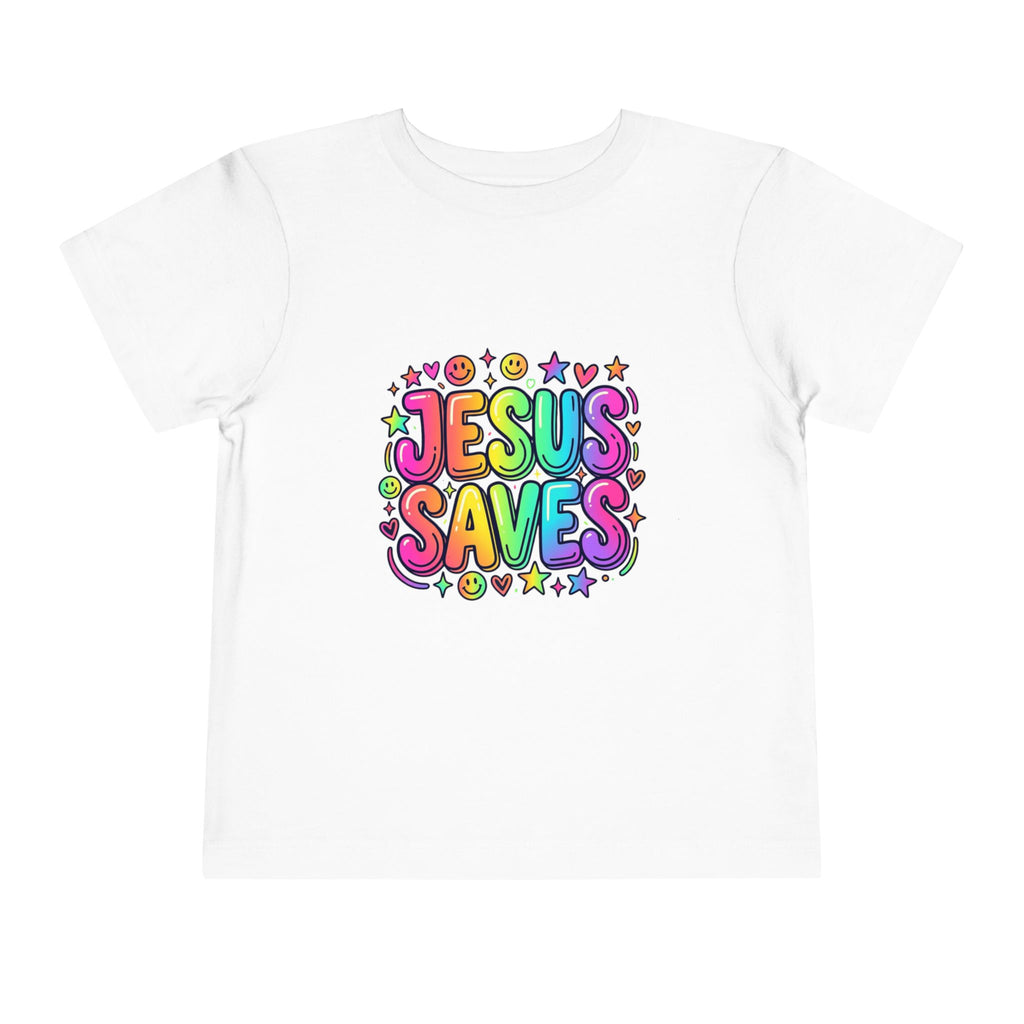 Toddler Tee — Colorful "Jesus Saves" Christian Kids Shirt