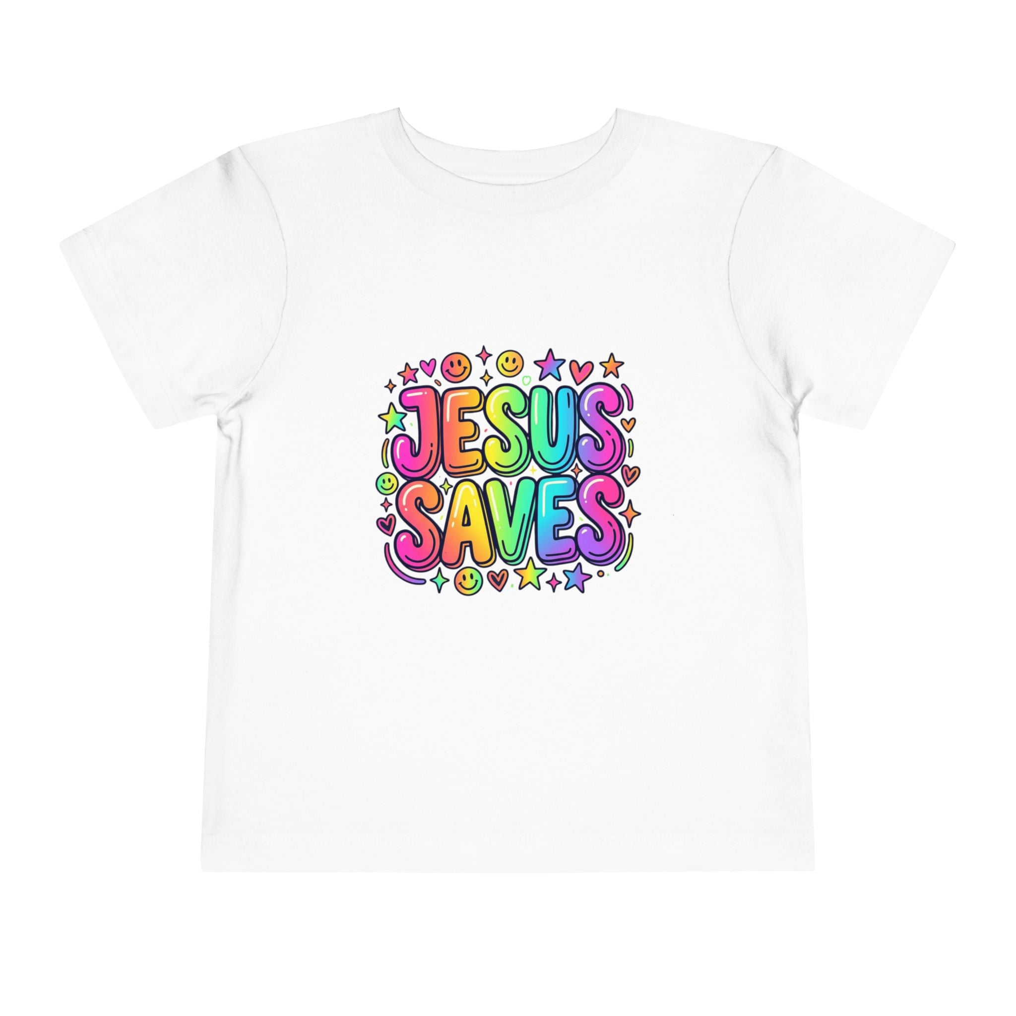 Toddler Tee — Colorful "Jesus Saves" Christian Kids Shirt