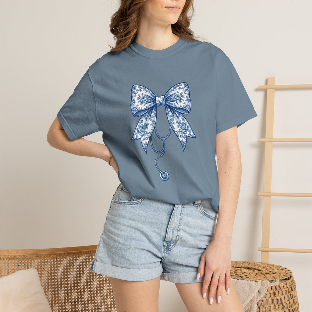 Blue Floral Bow Stethoscope