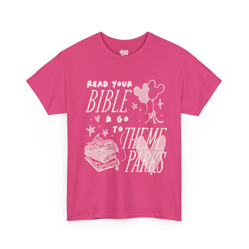 Read Your Bible, Theme Parks T-Shirt — Christian Faith & Fun Graphic Tee