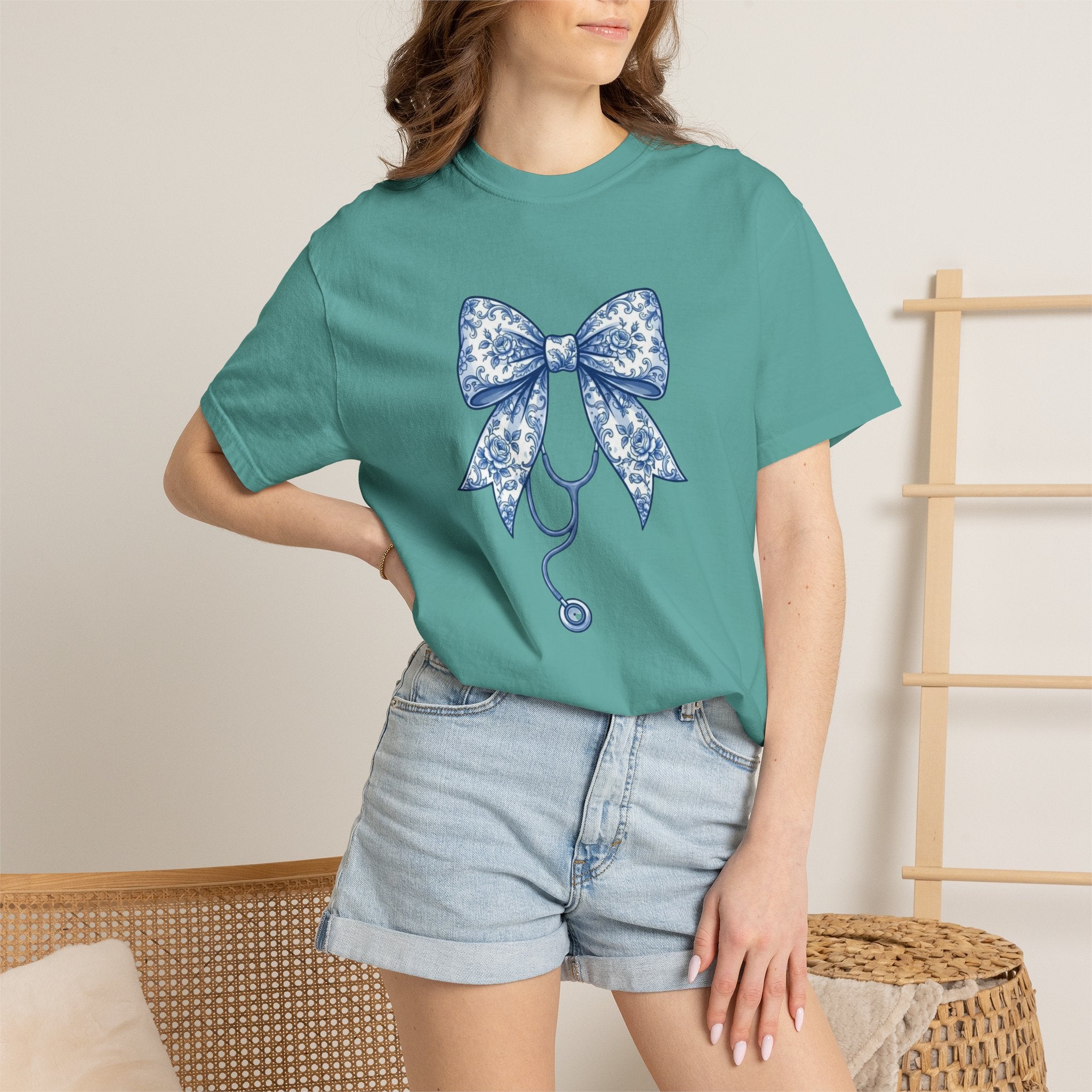 Blue Floral Bow Stethoscope