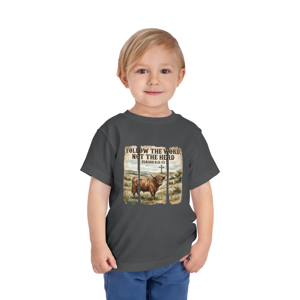 Toddler Tee — "Follow the Word, Not the Herd" Christian Bible Verse Shirt