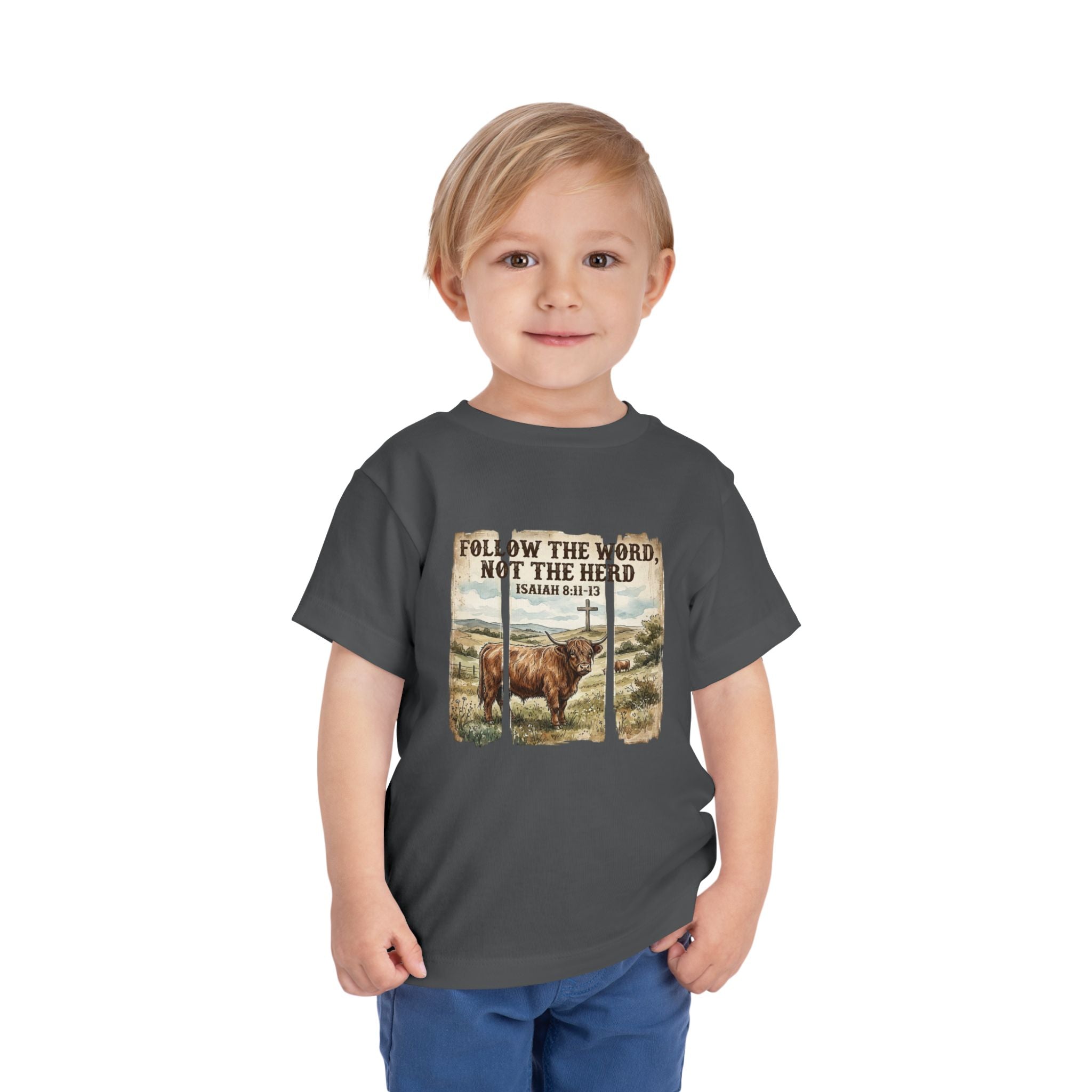Toddler Tee — "Follow the Word, Not the Herd" Christian Bible Verse Shirt