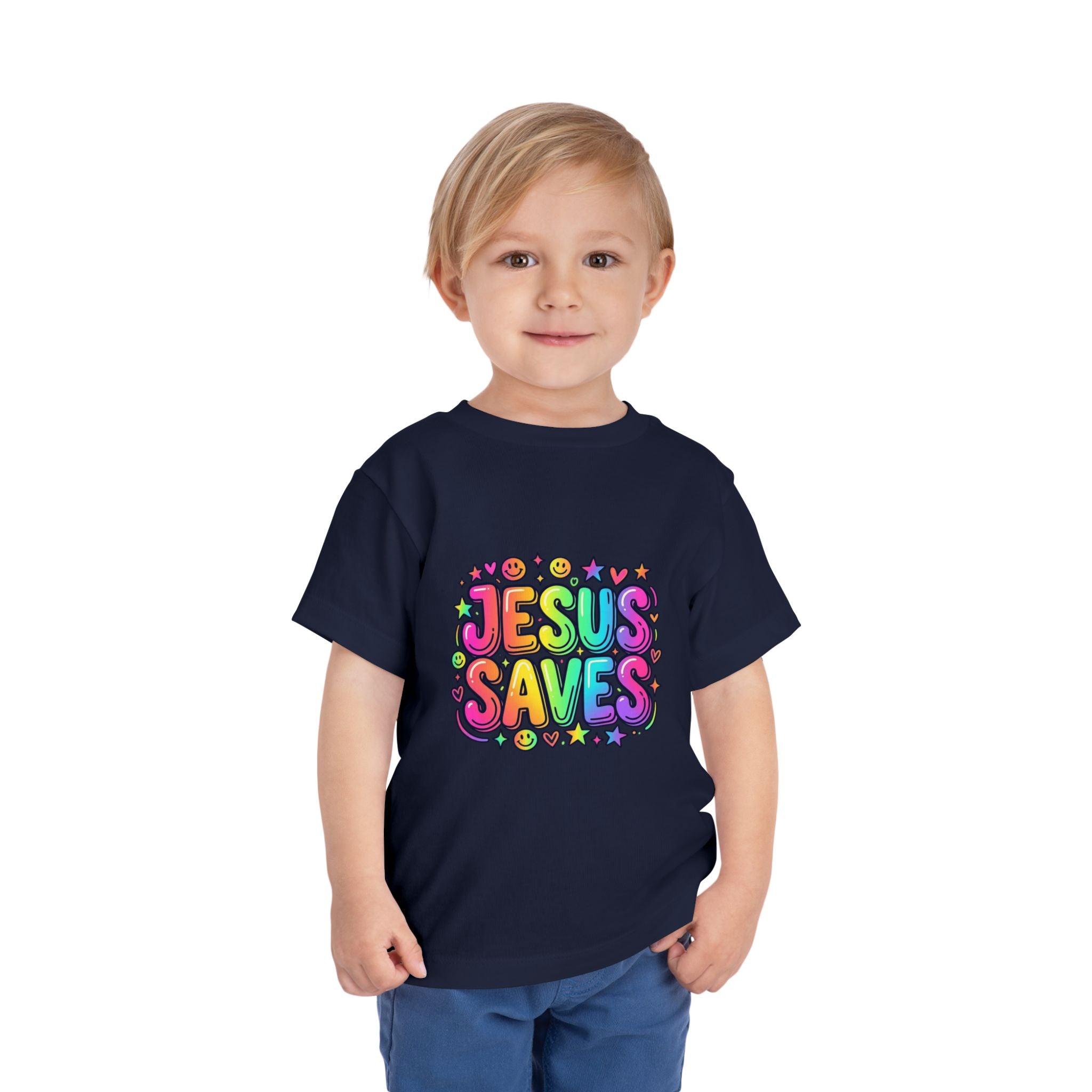 Toddler Tee — Colorful "Jesus Saves" Christian Kids Shirt