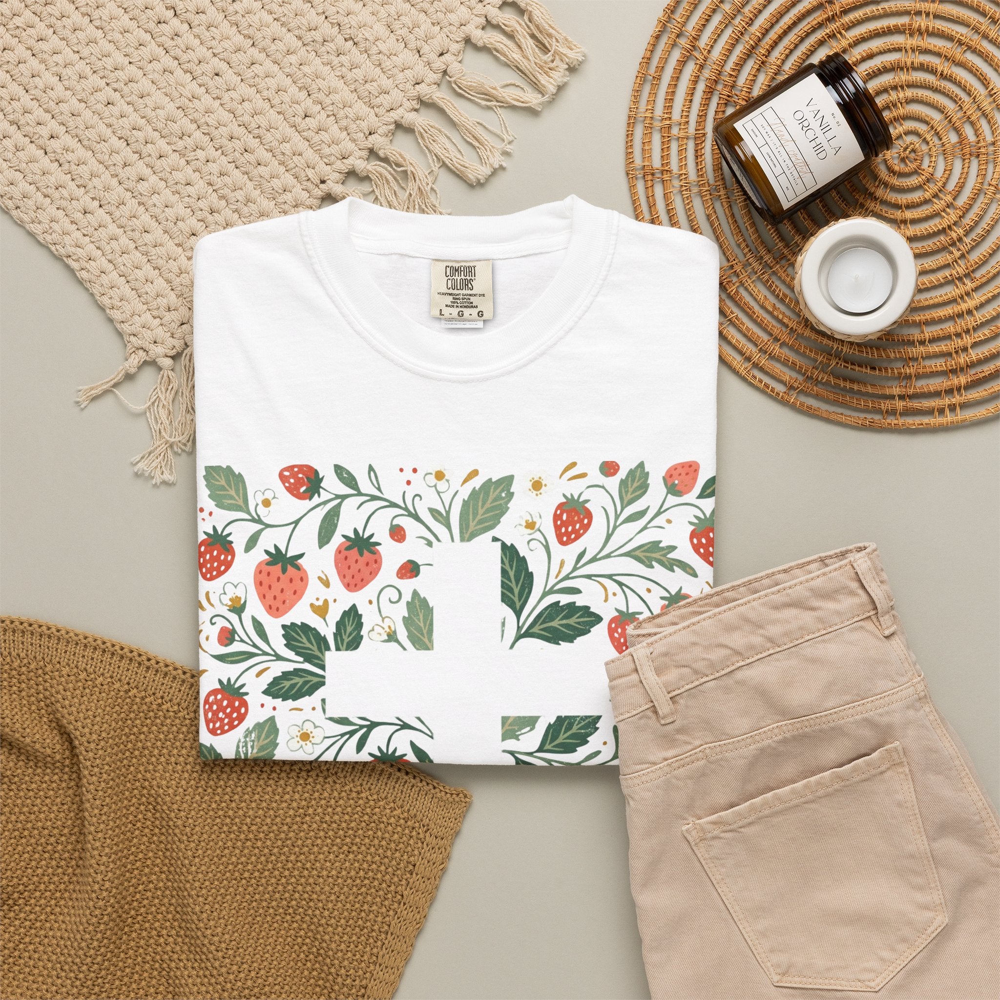 Strawberry Floral Cross T-Shirt — Botanical Faith Graphic Tee