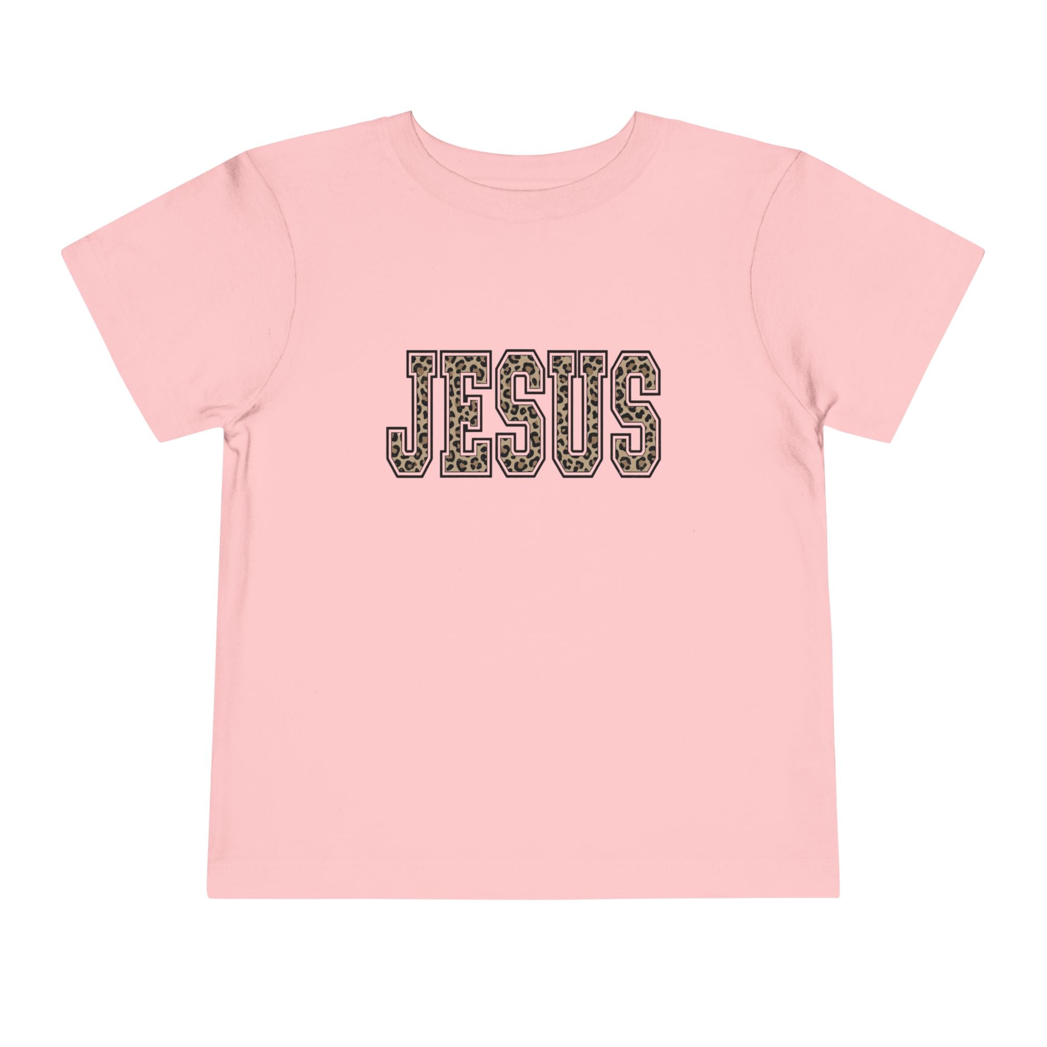 Toddler Tee - 'JESUS' Leopard Print Christian Kids Shirt