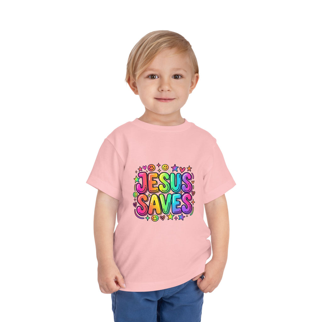Toddler Tee — Colorful "Jesus Saves" Christian Kids Shirt