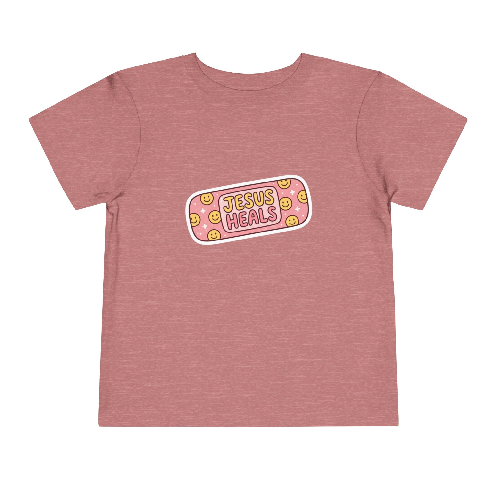 Toddler Tee - "Jesus Heals" Pink Bandage Faith Shirt