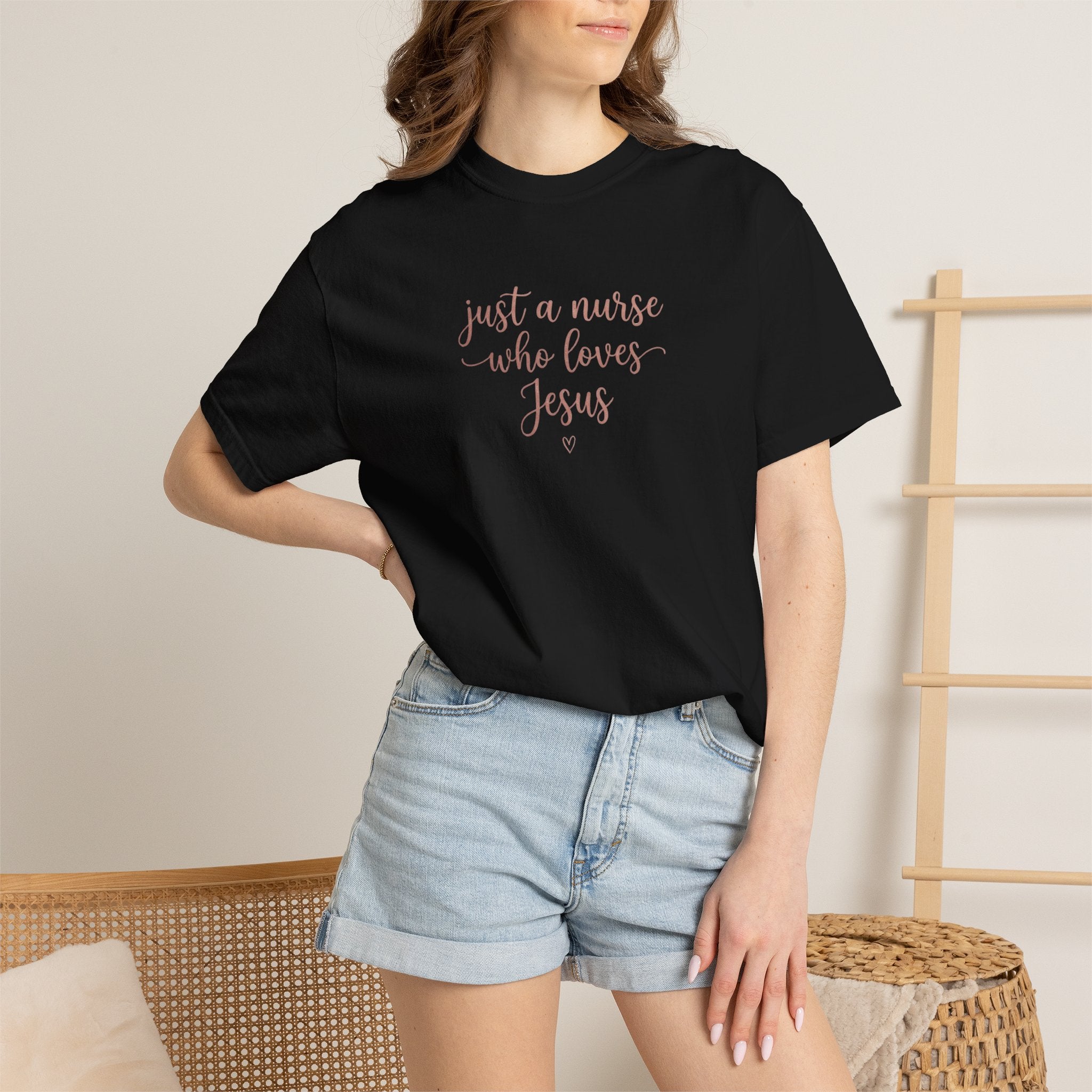 Just a Nurse Who Loves Jesus T-Shirt — Christian Nurse Gift