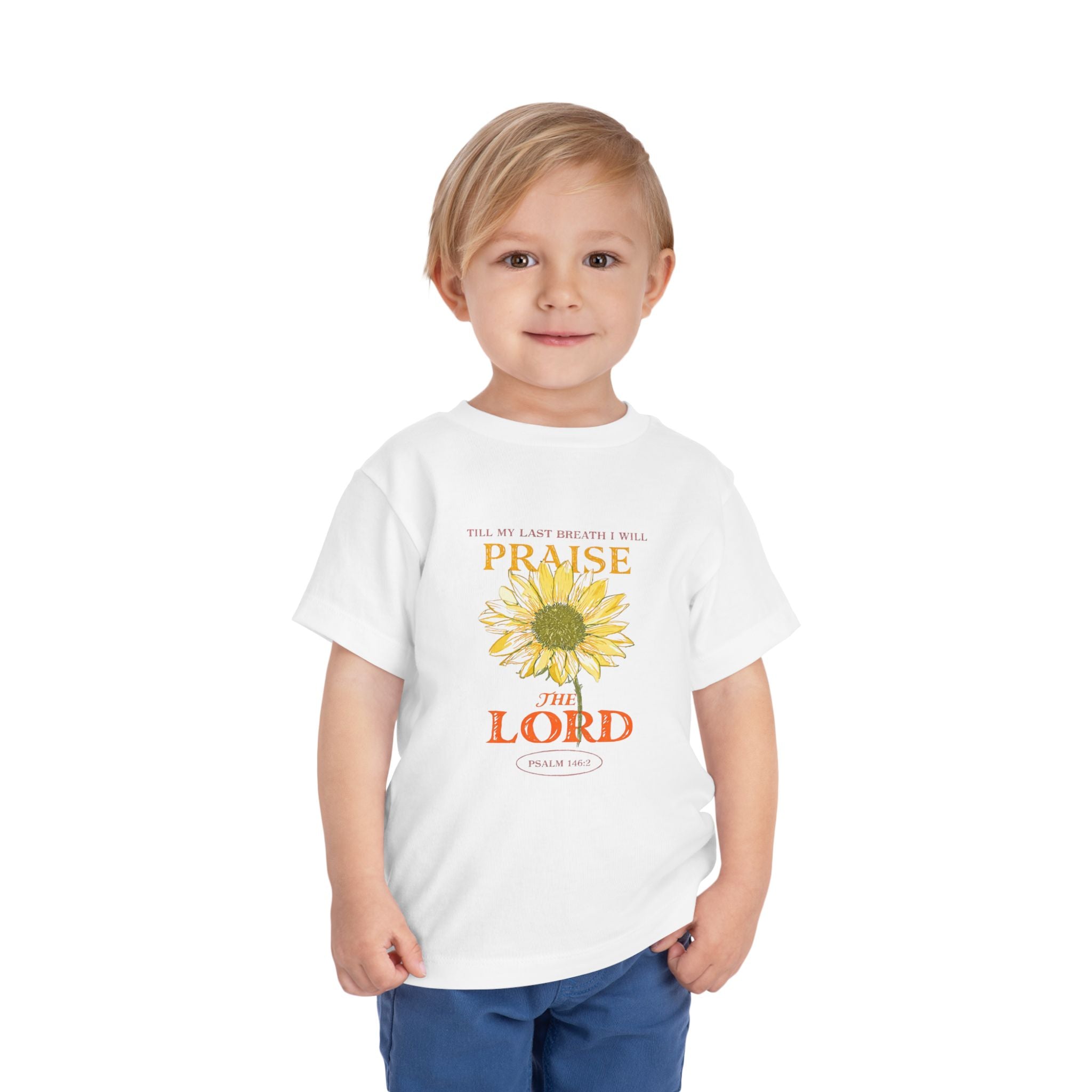 Toddler Tee — "Praise the Lord" Sunflower Christian T‑Shirt