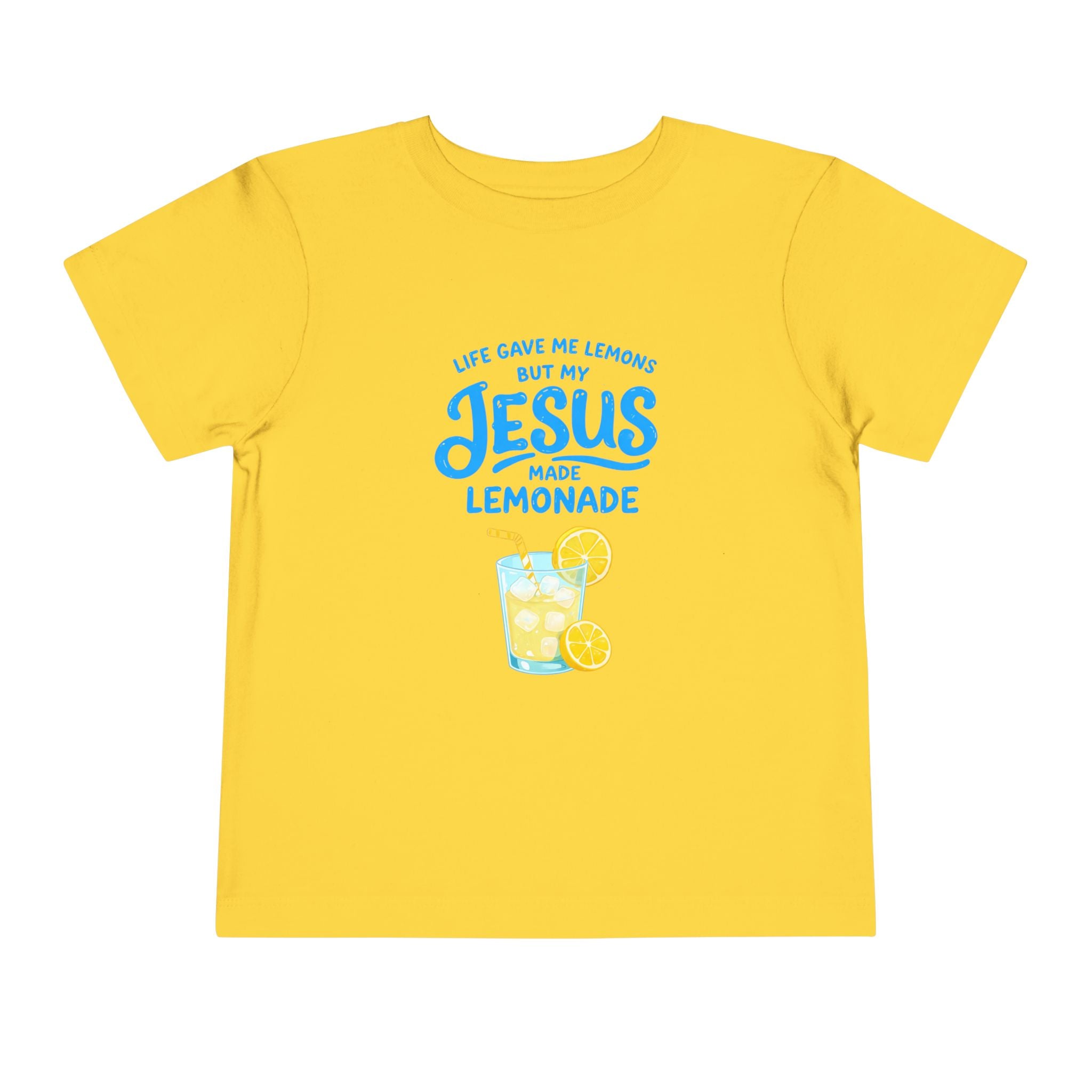 Toddler Tee - "Life Gave Me Lemons But My Jesus Made Lemonade" Christian Kids T‑Shirt, Cute Lemonade Graphic