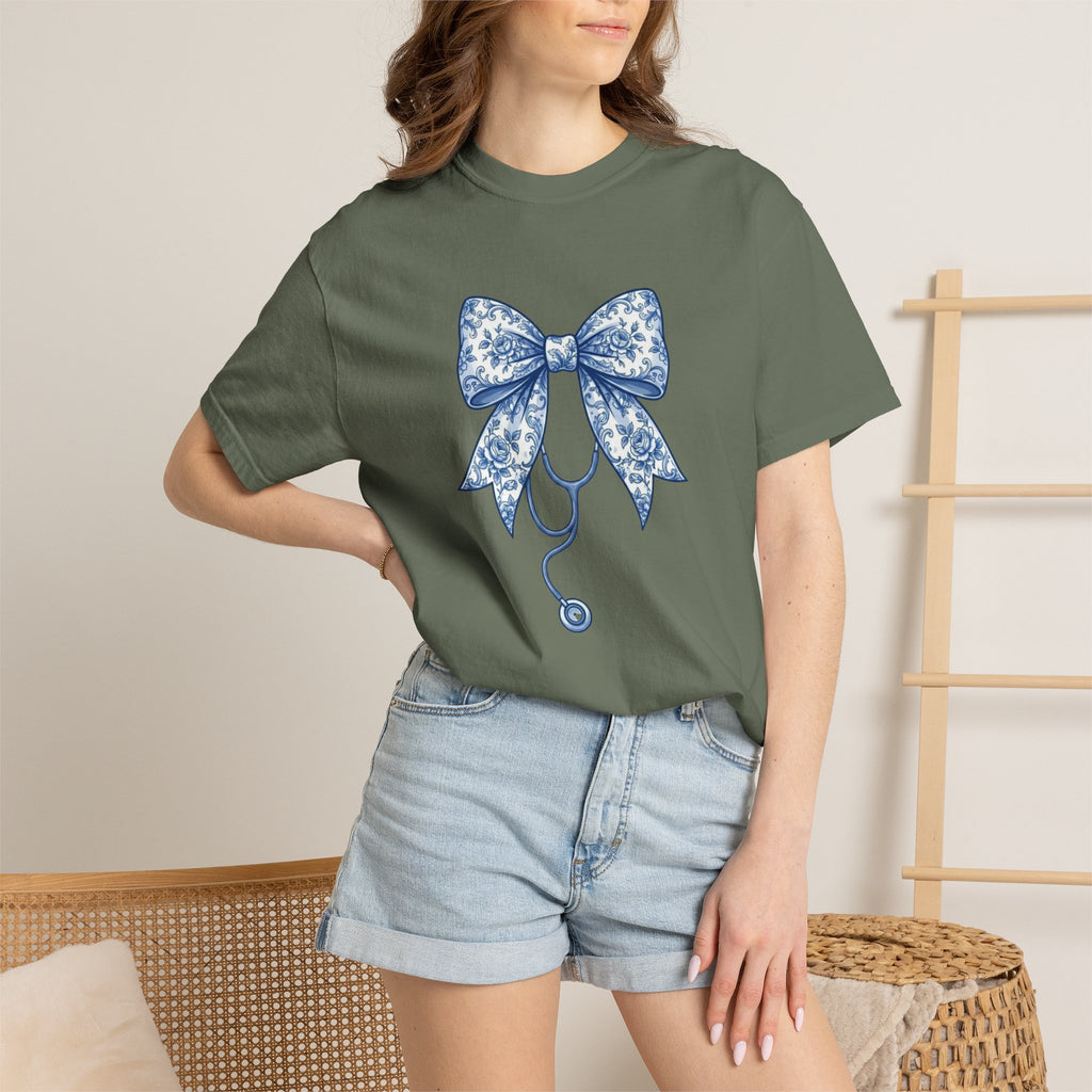 Blue Floral Bow Stethoscope