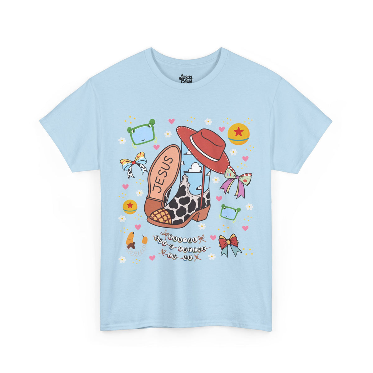 Christian Cowboy  Tee — 'Jesus' Boot, Blocks & Hat Graphic