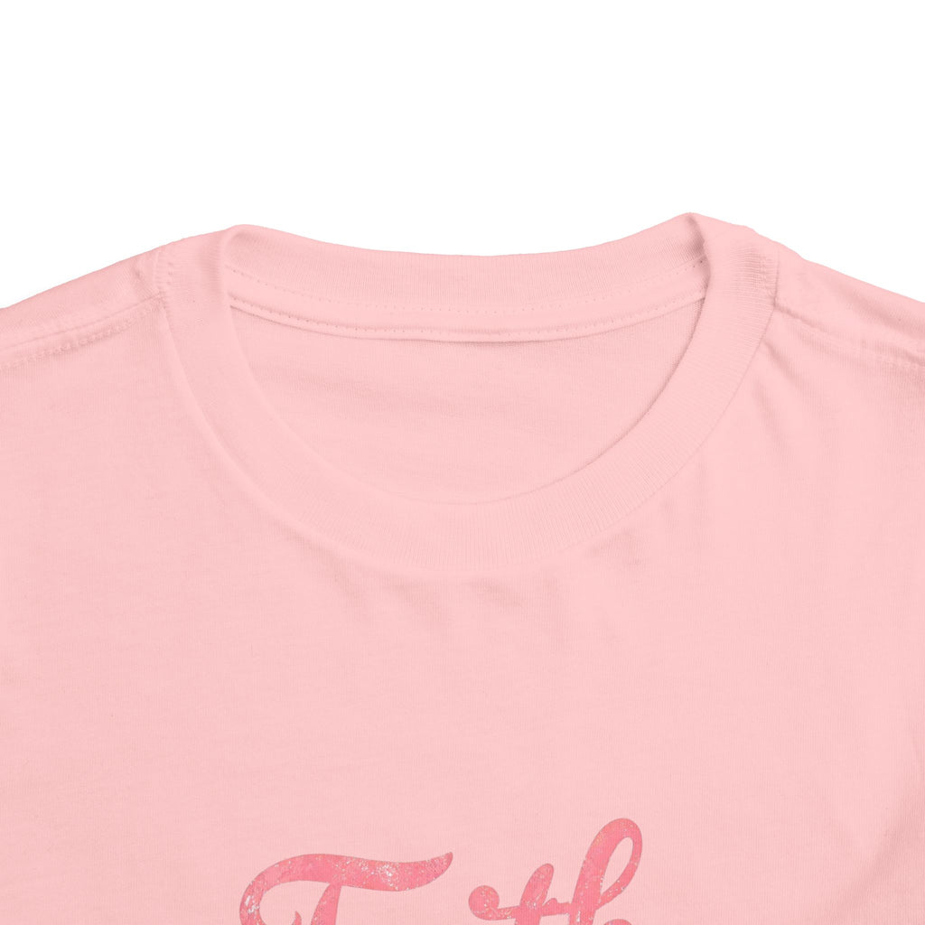 Toddler Tee - "Faith Moves Mountains" Pink Script Kids T-Shirt