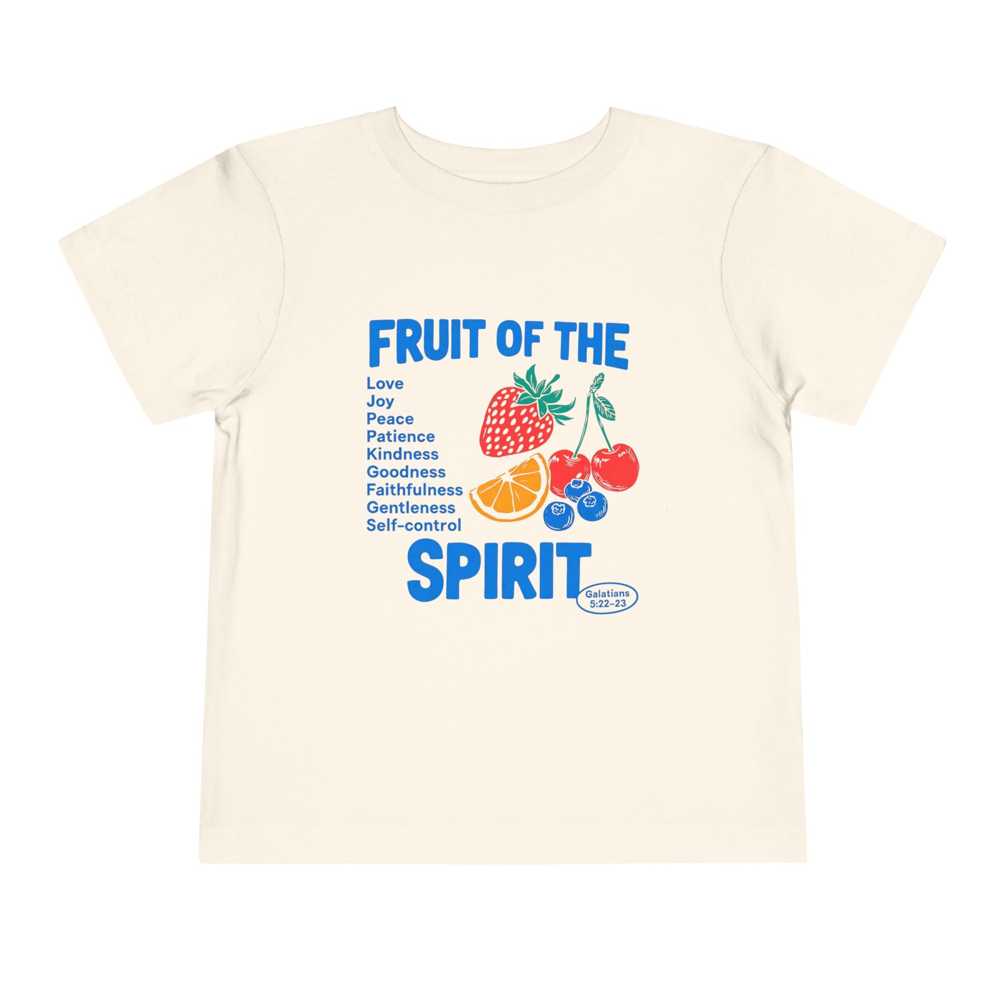 Toddler Tee — “Fruit of the Spirit” Christian Kids Shirt with Colorful Fruit Design