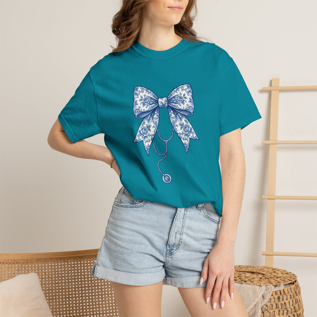Blue Floral Bow Stethoscope