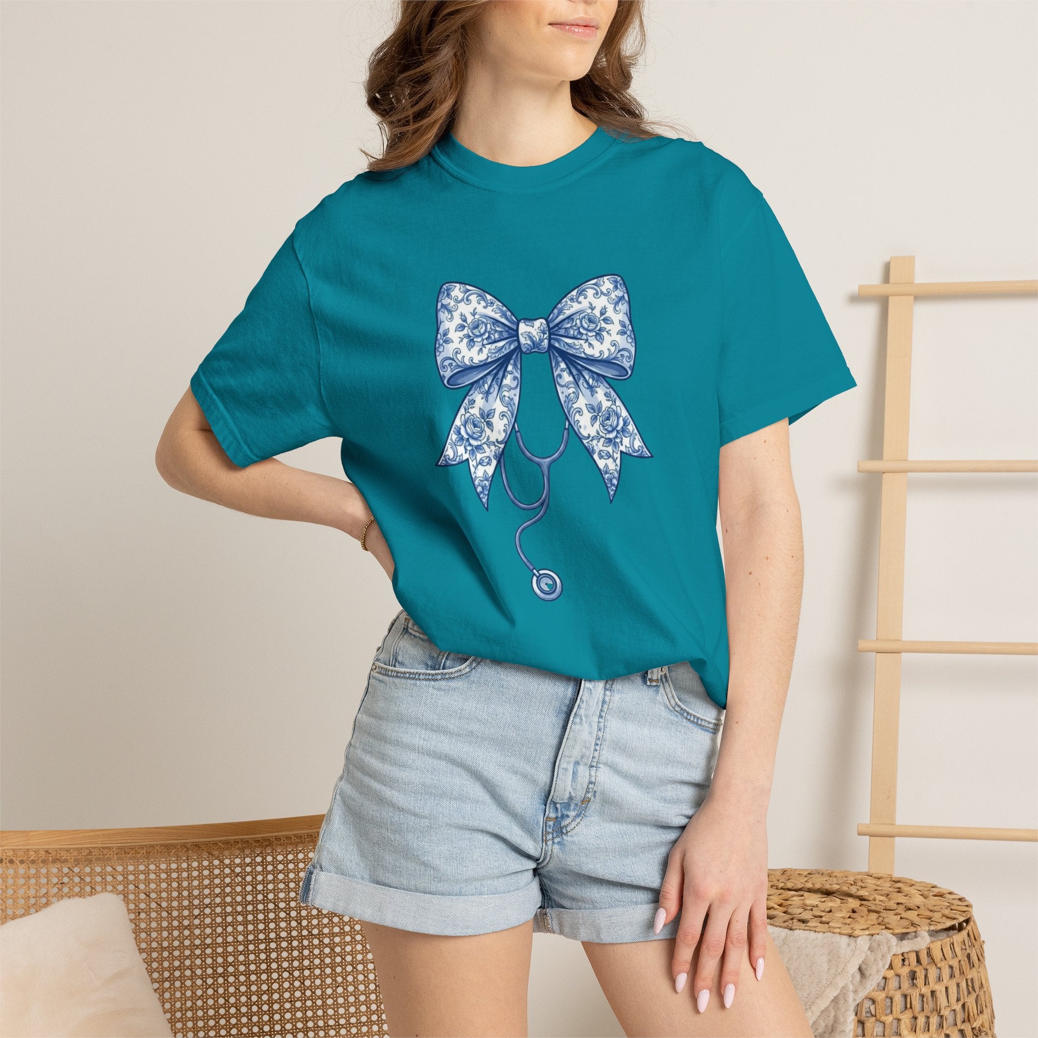 Blue Floral Bow Stethoscope