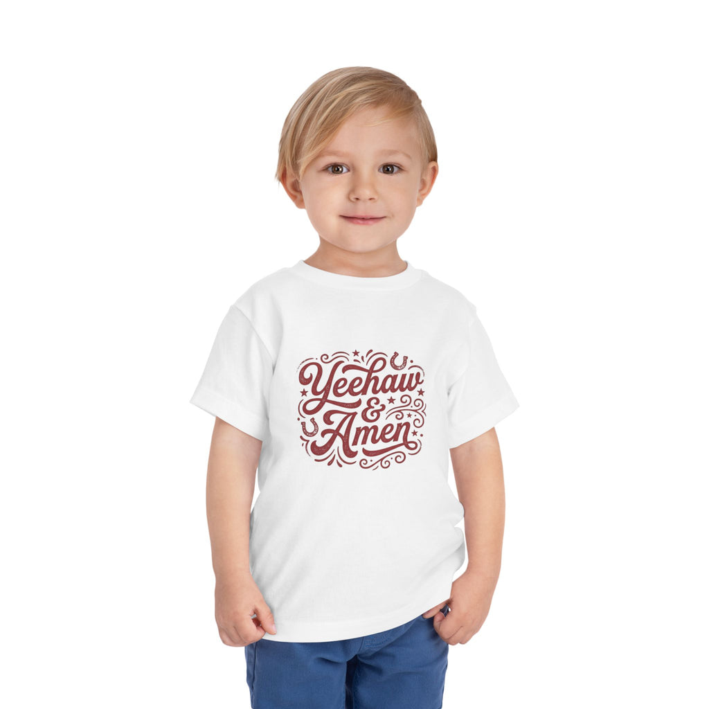 Toddler Tee — "Yeehaw & Amen" Western Cowboy Graphic
