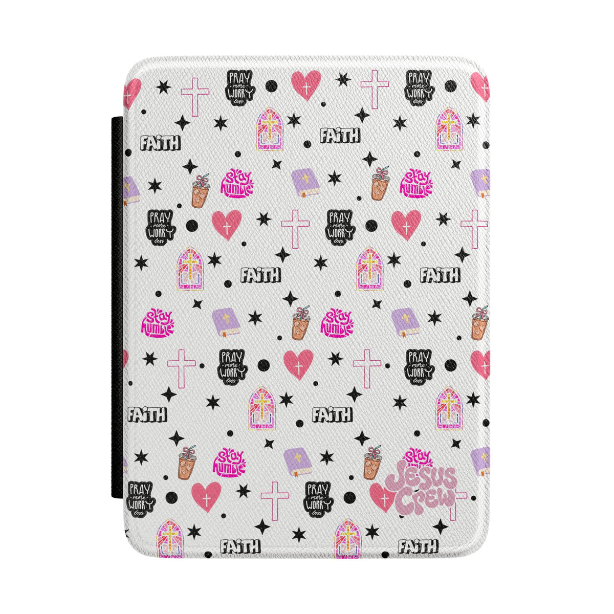Christian Pattern Kindle Case — Jesus Crew Faith Icons Protective Sleeve
