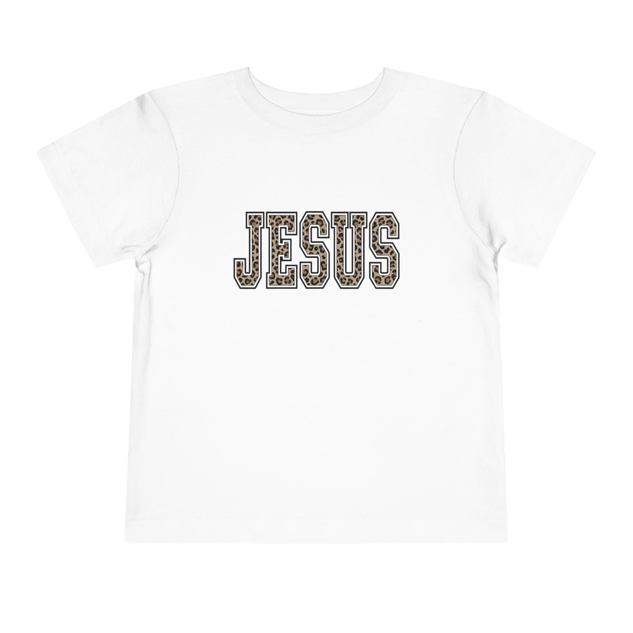 Toddler Tee - 'JESUS' Leopard Print Christian Kids Shirt