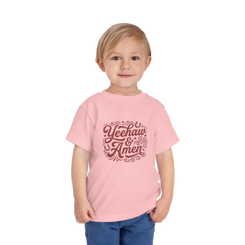 Toddler Tee — "Yeehaw & Amen" Western Cowboy Graphic