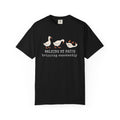 Walking by Faith Tee — Cute Goose Family "Walking by Faith, tripping constantly" Christian Graphic Shirt