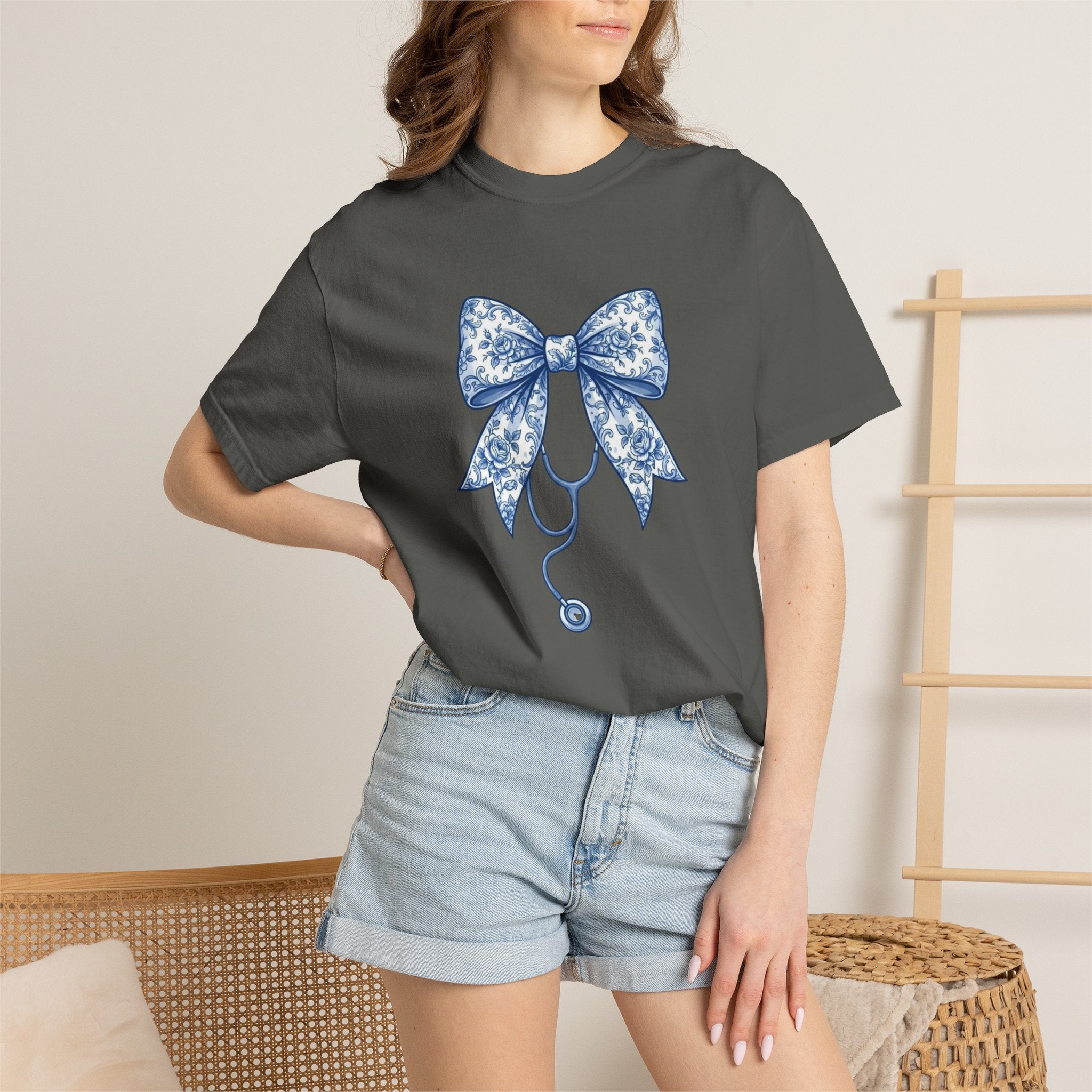 Blue Floral Bow Stethoscope