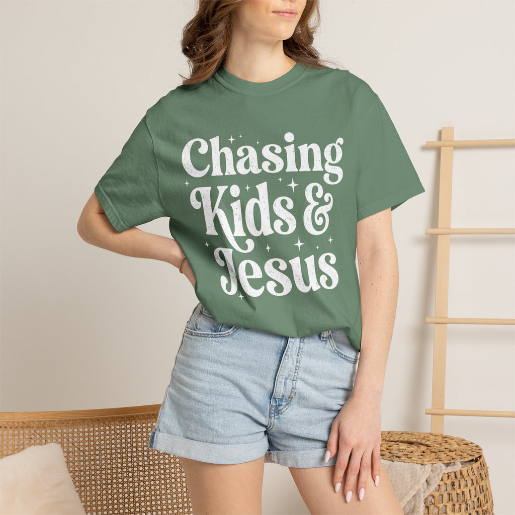 Chasing Kids & Jesus Tee — Christian Mom Graphic T-Shirt