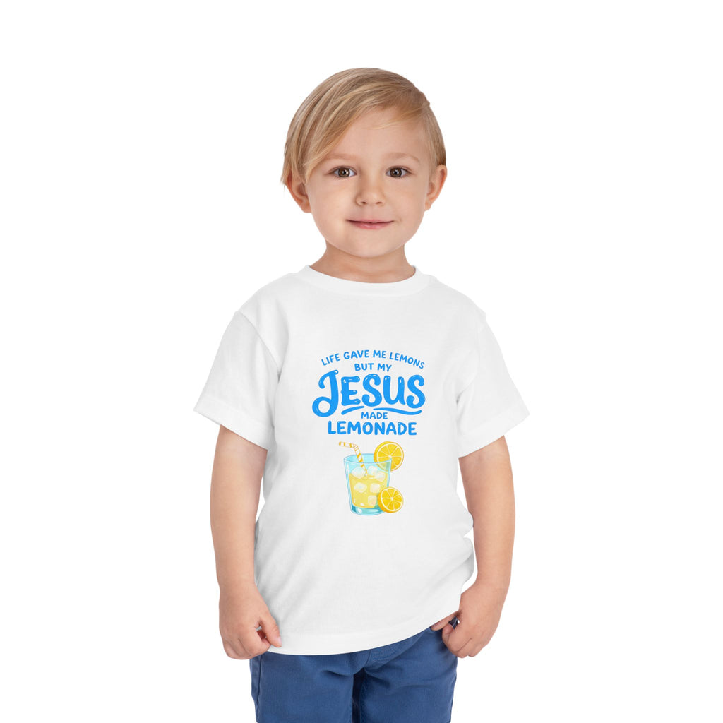 Toddler Tee - "Life Gave Me Lemons But My Jesus Made Lemonade" Christian Kids T‑Shirt, Cute Lemonade Graphic