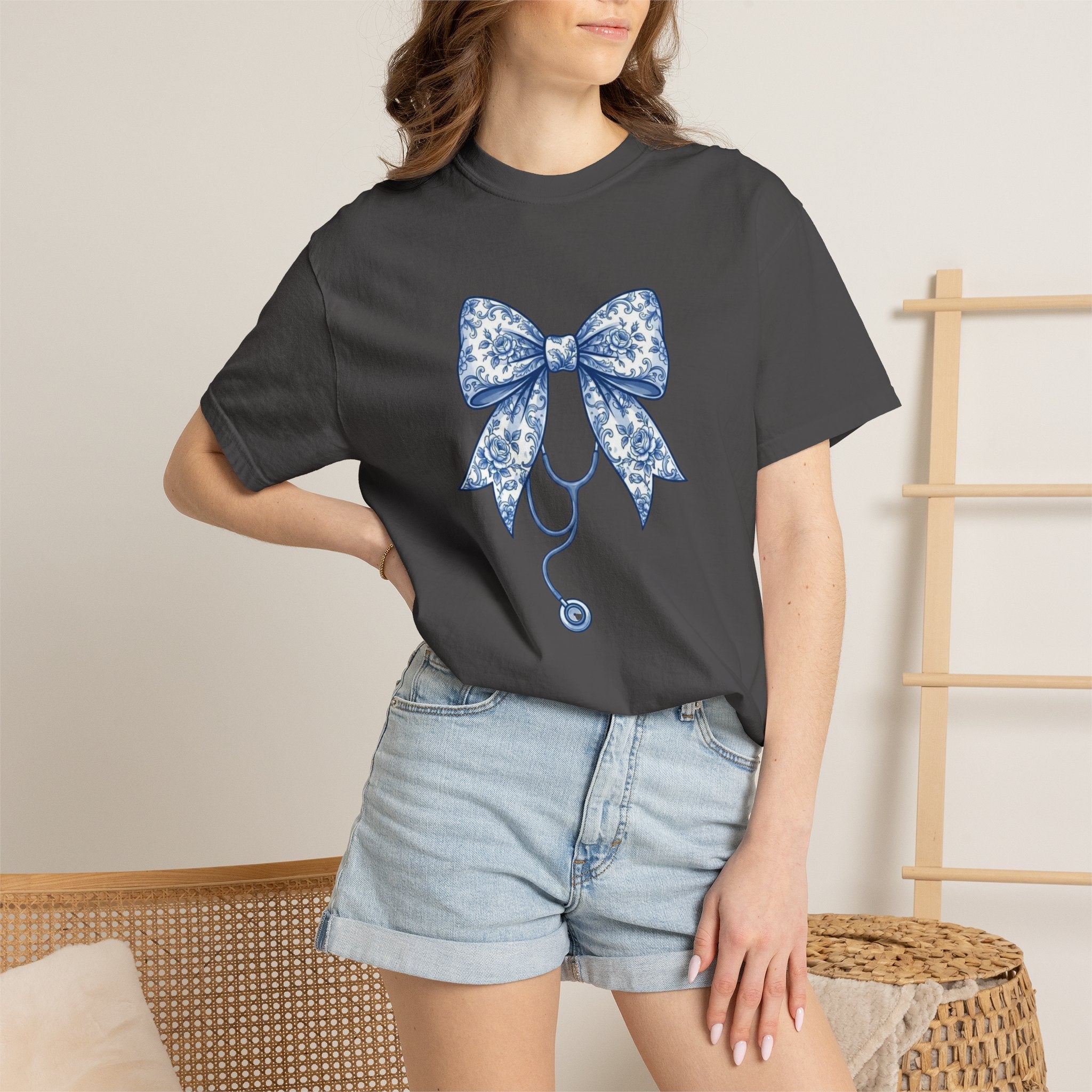 Blue Floral Bow Stethoscope