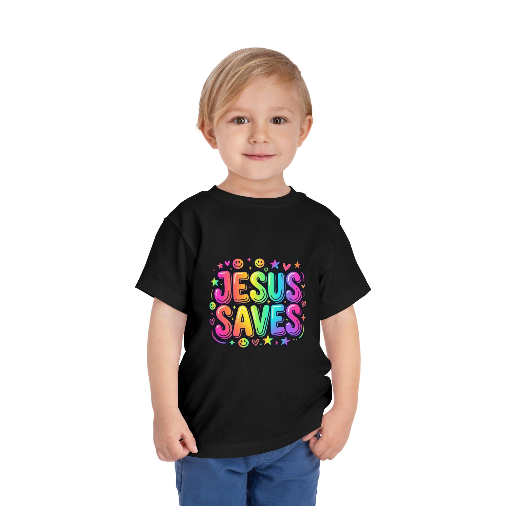 Toddler Tee — Colorful "Jesus Saves" Christian Kids Shirt