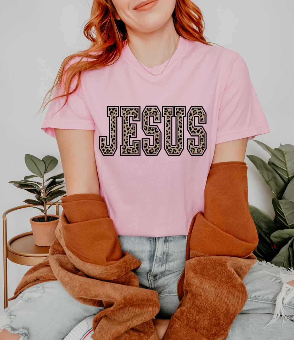 Jesus Leopard Varsity T‑Shirt