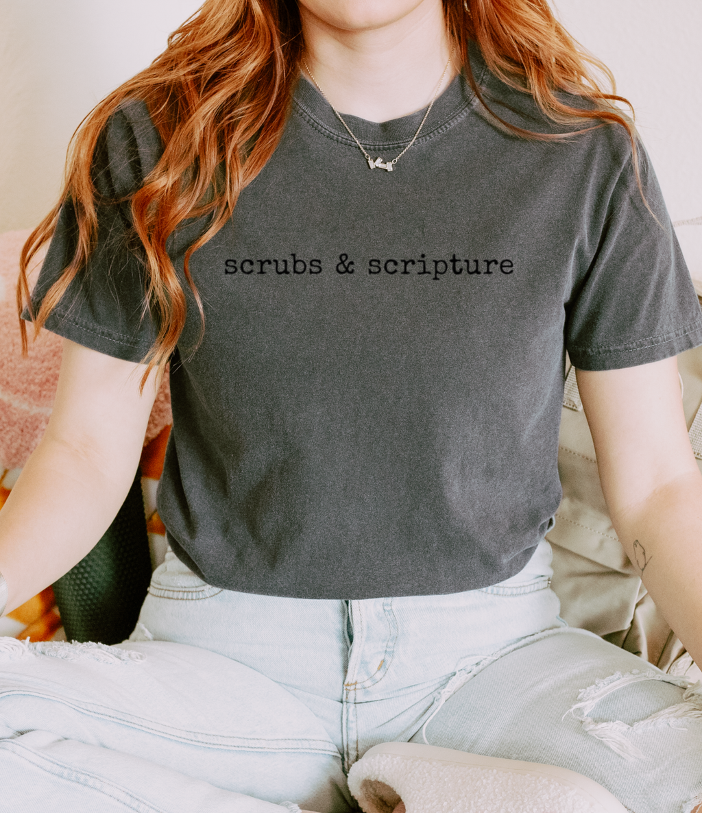 Scrubs & Scripture Tee – Christian Nurse Medical T-Shirt