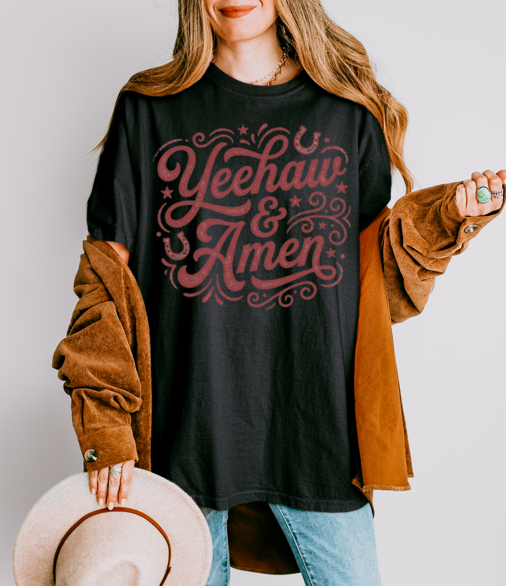 Yeehaw & Amen Tee — Western Faith Graphic Shirt