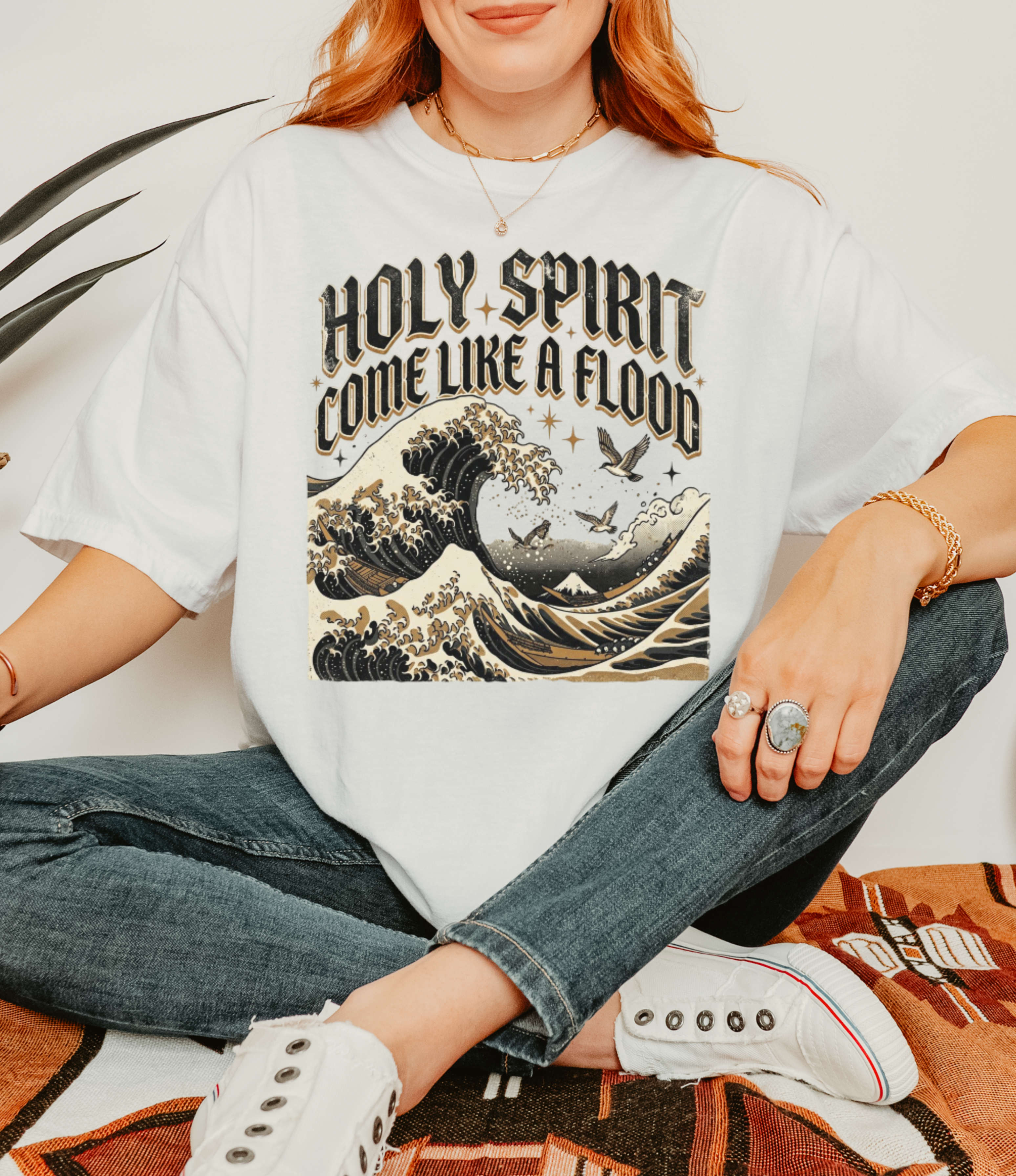 Holy Spirit Come Like a Flood T-Shirt — Christian Wave Graphic Tee