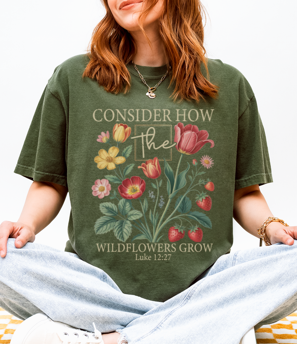 Consider How The Wildflowers Grow Floral Graphic Tee