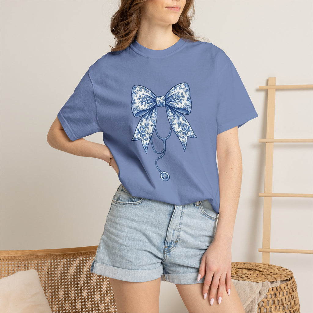 Blue Floral Bow Stethoscope
