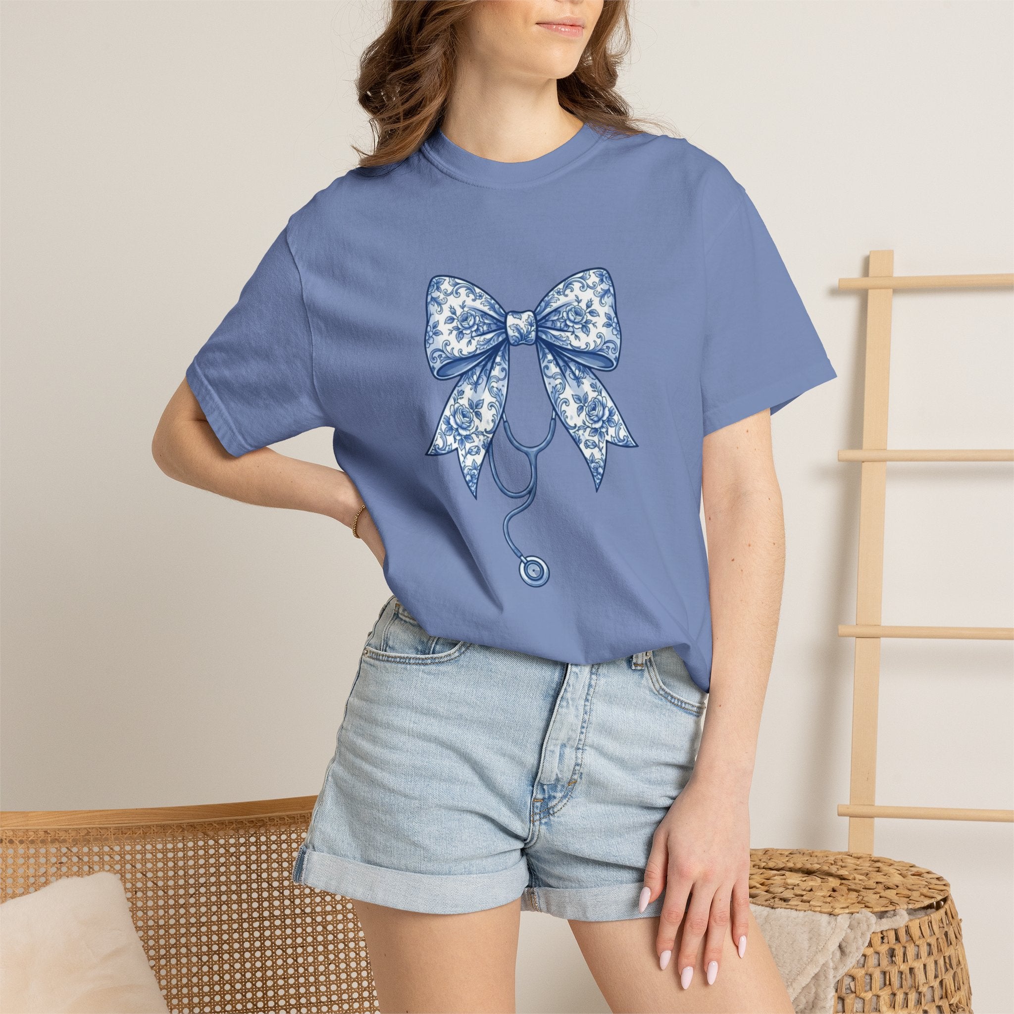 Blue Floral Bow Stethoscope