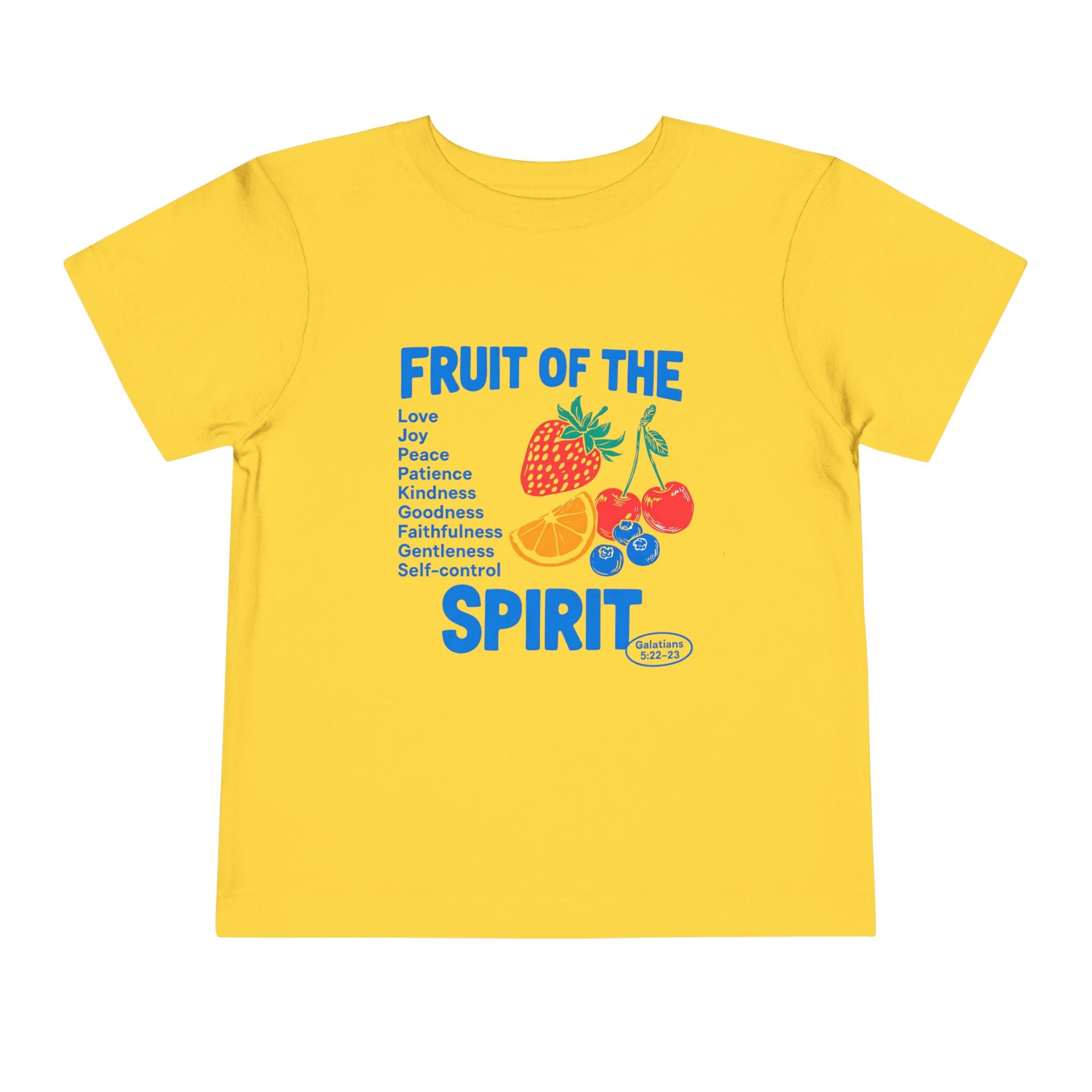 Toddler Tee — “Fruit of the Spirit” Christian Kids Shirt with Colorful Fruit Design