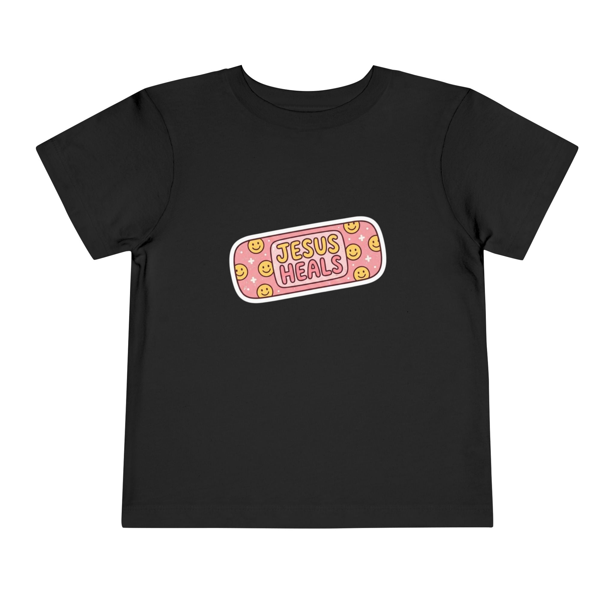 Toddler Tee - "Jesus Heals" Pink Bandage Faith Shirt